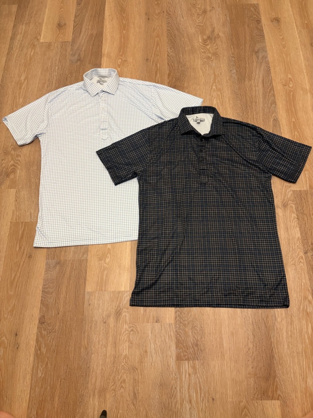 Collars & Co Golf Polo Lot of 2 Large Grid Check White Black Size L